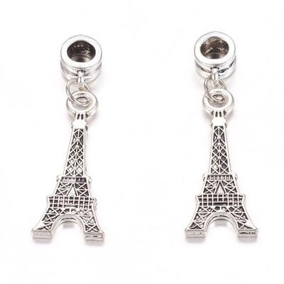 

Alloy European Dangle Beads Eiffel Tower Antique Silver 42mm Hole 5mm