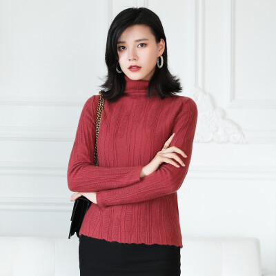 

QIANMUCHUN womens pile collar cashmere woolen sweater comfortable soft 5781