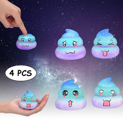 

Gotoamei 4PCS Galaxy Poo Scented Squishies Slow Rising Squeeze Toys Stress Reliever Toys