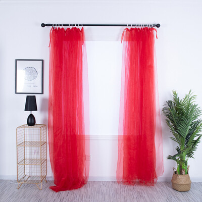 

Gobestart 2Pcs Sheer Curtain Tulle Window Treatment Voile Birthday Wedding Festive Decor