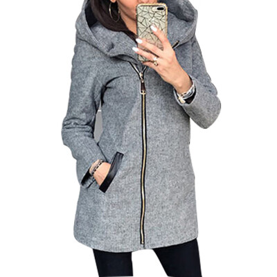 

Women Long Sleeve Zipper Hoodie Loose Solid Color Jacket