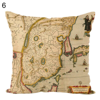 

45x45cm Geography Map Throw Pillow Case Cushion Cover Sofa Bed Office Home Decor