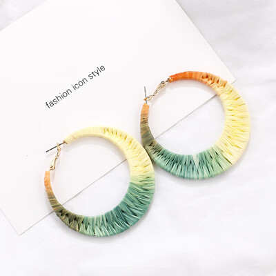 

Flashbuy Raffia Round Hollow Drop Earrings For Women Rainbow Geometric Handmade Earring Fashion Jewelry Wedding Gift Accessories