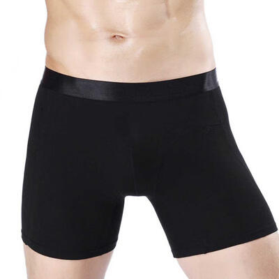 

Mens Pure Color Long Leg Boxer Briefs Cotton Performance Underwear