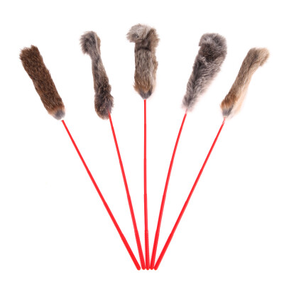 

5pcs Funny Elastic Plastic Long Pole Plush Feather Tease Cats Stick Pet Toy