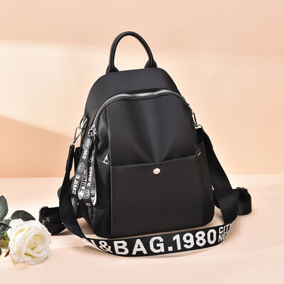 

Korean version ins wind 2019 new English woven bandwidth shoulder strap backpack Oxford cloth travel backpack