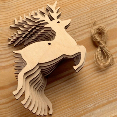 

Aohua 10PC Christmas Snowflakes Wooden Pendants Xmas Tree Ornaments Home Hanging Decor