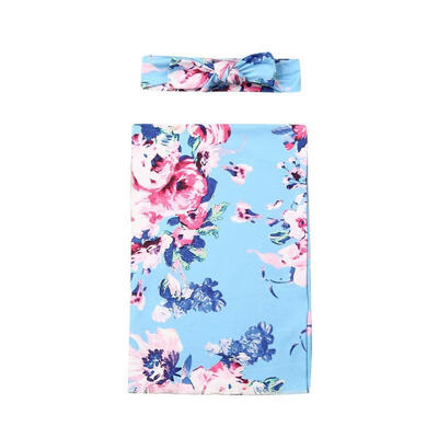

Newborn Baby Floral Swaddle Wrap Swaddling Sleeping Bag Blanket Headband Set