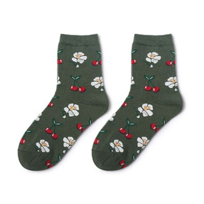

Cotton fashion homewear casual soft women girls home sales cute High-Top Cartoon Fruit Printed Socks