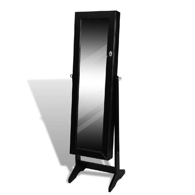 

Free Standing Jewelry Cabinet with Mirror Black
