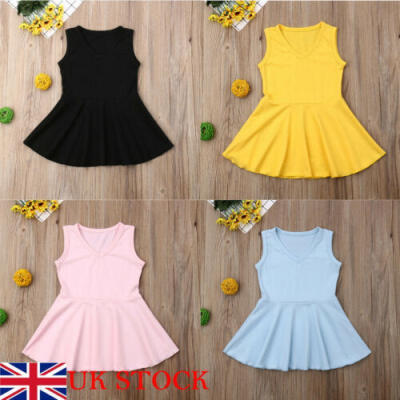 

UK Kid Toddler Baby Flower Girls Sleeveless Dress Princess Party Dresses Clothes