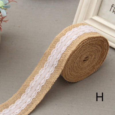 

Gobestart Wedding Party Decor Rustic Vintage Lace Edged Jute Hessian Burlap Ribbon Roll A