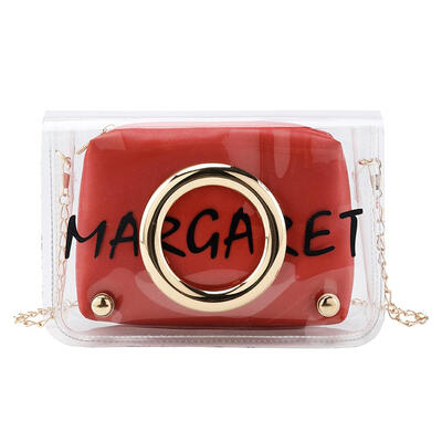 

2pcsset Letter Print Clear Shoulder Handbags PVC Women Crossbody Clutch