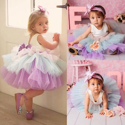 

Flower Girl Dress Princess Kids Baby Tutu Dress Party Birthday Gown Formal Dress
