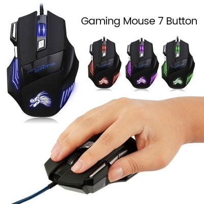 

7 Button Mouse Gamer Gaming 5500DPI Multi Color LED Optical USB Wired Gaming Mouse Mice For PC Laptop