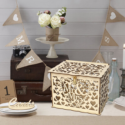 

Gobestart Wedding Card Box with Lock DIY Money Wooden Gift Boxes For Birthday Party