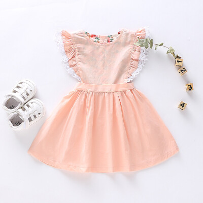 

Summer Toddler Baby Girls Sleeveless Ruffles Solid Print Dress Clothes