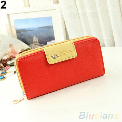 

Womens Zipper Faux Leather Card Phone Holder Clutch Wallet Long Purse Handbag