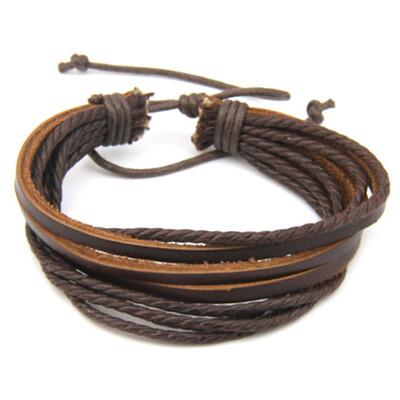 

Punk Style Fashion Pure Hand Weaving Cowhide Hemp Rope Bracelet Unisex Pair Bracelet Hot Gift