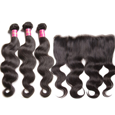 

UNice Malaysian Body Wave Human Hair 3 Bundles with 134 Lace Frontal Clsoure