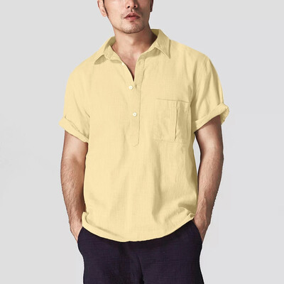 

Toponeto Mens Baggy Cotton Blend Solid Color Short Sleeve Retro T Shirts Tops Blouse