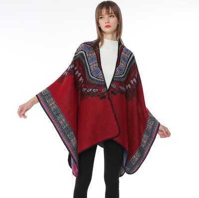 

European&American ladies new abstract pattern thick split fork dual-use shawl cross-border for Amazon hot cloak