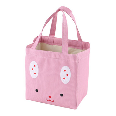 

guangxichuangshengxinfu Small Insulated Lunch Box Bags Insulated Cold Canvas Stripe Picnic Carry Case Thermal Portable Lunch Bag