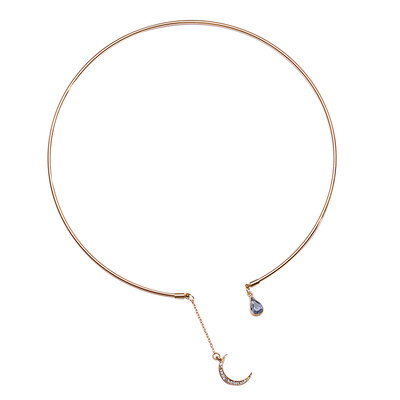 

Fashion Choker Rhinestone Women Moon Pendant Charm Chain Necklace Jewelry