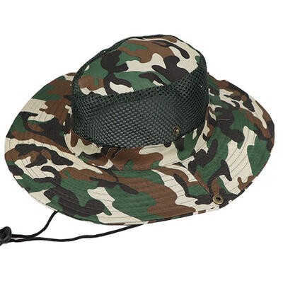 

Fashion Outdoor Wide Brim Camouflage Fisherman Bucket Boonie Hat Anti UV Cap
