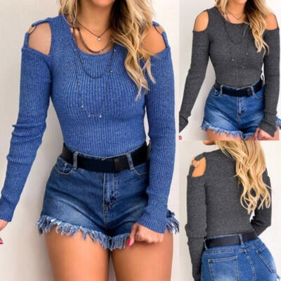 

Women Long Sleeve O Neck T Shirt Casual Slim Fit Tops Sweater Pullover Blouse