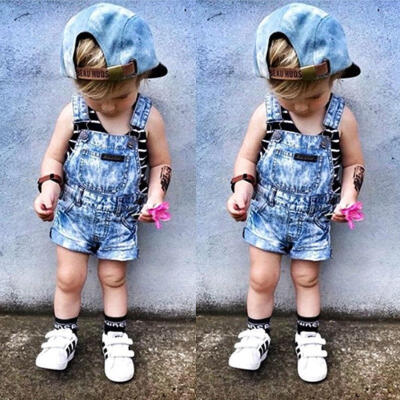 

Toddler Kids Baby Boys Girls Deinm Bib Pants Overalls Romper Outfits Clothes