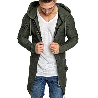 

Gobestart Men Splicing Hooded Solid Trench Coat Jacket Cardigan Long Sleeve Outwear Blouse