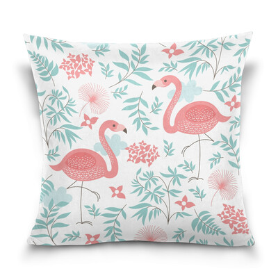 

ALAZA Throw Pillow Cover 16 X 16 inch Christmas Gift Cushion Cover with Pink Flamingo Printed Pillowcase