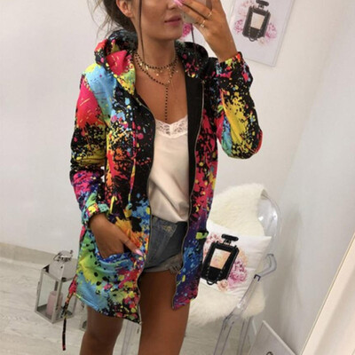 

Womens Long Sleeve Colorful Hooded Sweatshirt Jacket Coat Outwear Outwear Tops