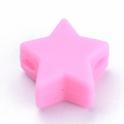 

Food Grade Environmental Silicone Beads Chewing Beads For Teethers DIY Nursing Necklaces Making Star HotPink 14x135x8mm Hol