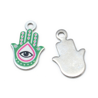 

201 Stainless Steel Pendants Hamsa HandHand of FatimaHand of Miriam MediumSeaGreen 18x115x1mm Hole 2mm