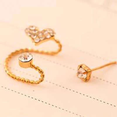 

Fashion Adjustable Peach Ear Clips Zircon Rhinestone Love Stud Earrings