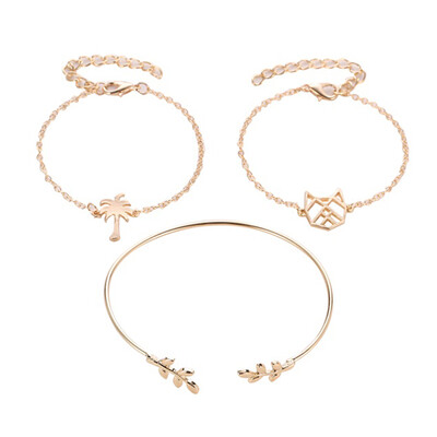 

Alloy Women Fashion Jewelry Charm Leaf Cats Hand Chains Bracelets For Girls