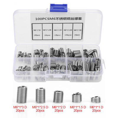 

Greensen 100pcs M6 Stainless Steel Coiled Wire Helical Screw Thread Inserts Set