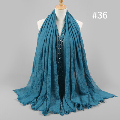 

Solid color high quality hairy cotton yarn pearl accessories headscarf cotton&crease monochrome womens scarf hot sale