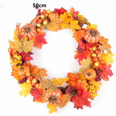 

Tailored 50cm Berry Maple Leaf Fall Door Wreath Door Wall Ornament Thanksgiving Day