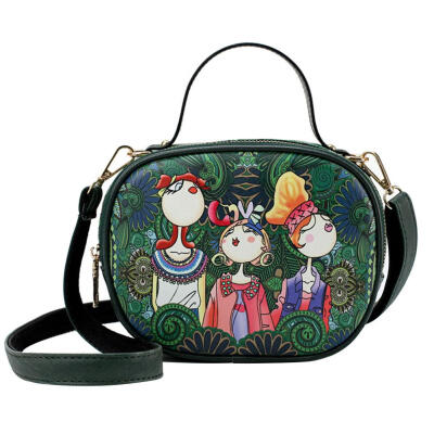 

Women Forest Green Cartoon Bag PU Leather Retro Messenger Shoulder Handbags