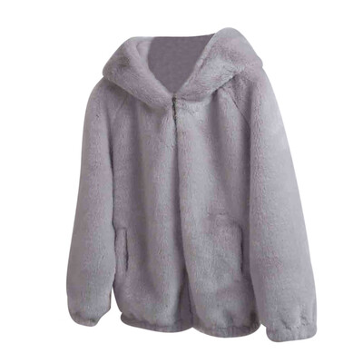 

Roseonmyhand Women Winter Warm Thick Coat Solid Caps Hooded Wool Jacket Cardigan Loose Coat