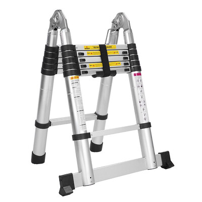 

Ktaxon 125 ft Heavy Duty Telescopic Ladder Multi-Purpose Extension Lightweight Scaffold Ladders 330 lbs Capacity
