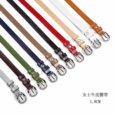 

Womens leather thin waistband pure leather with skirt small belt female wild Korean version of the retro washed leather