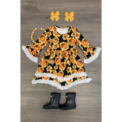 

US Toddler Baby Girls Flower Party Princess Casual Formal Dress Autumn Sundress