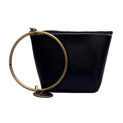 

Round Ring Mini Handbags Casual Women Girls Wallet Leather Clutch Wristlets