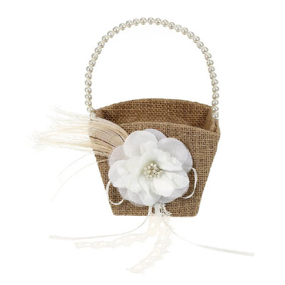 

Wedding Accesorries Burlap Wedding Guest Book Pen Holder Silver Pen Flower Girl Basket Ring Pillow Set Pack of 5