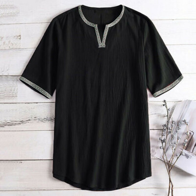

Fashion Men Short Sleeve T-Shirts Slim Fit V-Neck Casual Top Blouse Basic Tee
