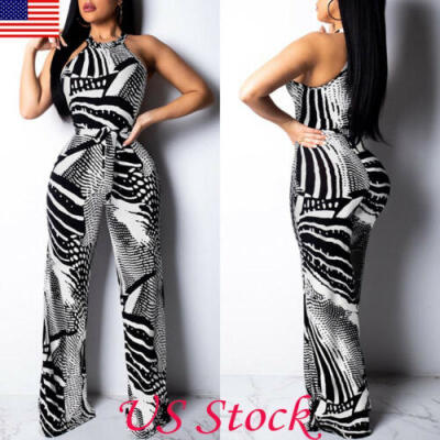 

Womens Ladies Clubwear Summer Playsuit Jumpsuit Romper Long Pants Party Trousers